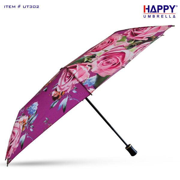 Customized printed 3 Section auto open auto close umbrella side view